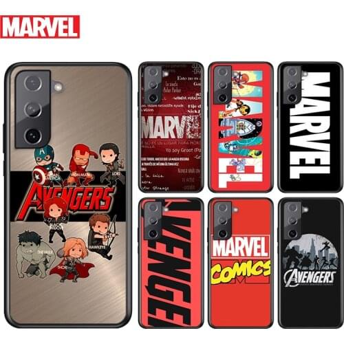 Marvel Avengers Logo Superhero For Samsung Galaxy S21 S20 FE S10e S10 S9 S8 S7 S6 Ultra Plus Lite 5G Edge Black Soft Phone Case