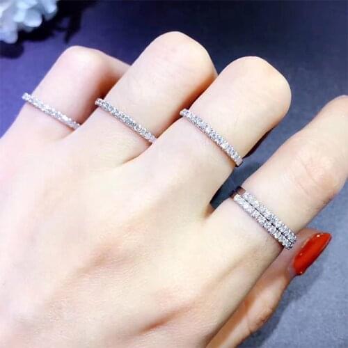 With Certificate Authentic 925 Sterling Silver Stackable Finger Rings Luxury Paved Half Loop Small Lab Diamond Engagement Ring