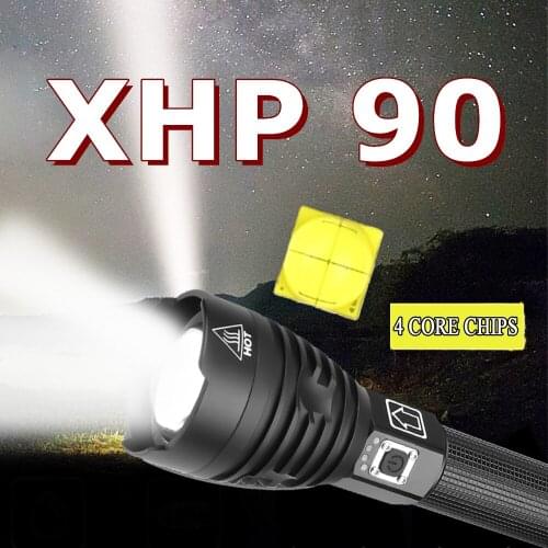 Most Powerful XHP90 LED Flashlight Brightest Zoom Torch XHP70 USB Rechargeable Lamp By 18650 26650 for Camping