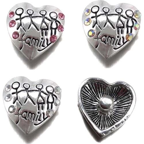 Family w392 3D 18mm 20mm rhinestone metal snap button for Bracelet Necklace Interchangeable Jewelry Women accessorie findings