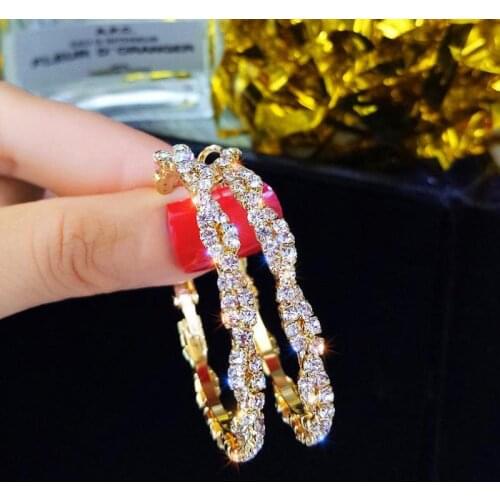 2021 Silver needle exaggerated water drill Ring Earrings New European and American temperament personalized earrings earrings fe