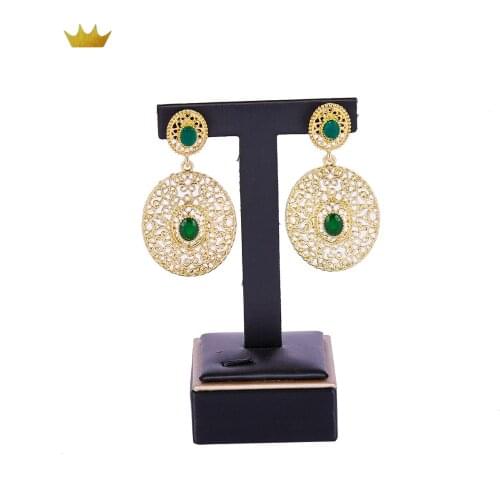 2020 AUG Gold color earringcolor stone fashion jewelry alloy earring