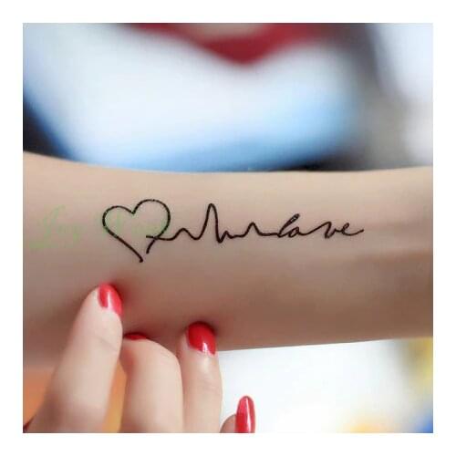 Waterproof Temporary Tattoo Sticker body art letters Love heartbeat wave tatto flash tatoo fake tattoos for girl women 4