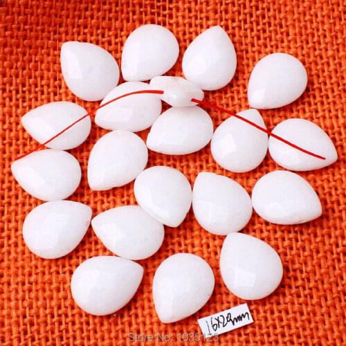 High Quality 16x20mm Natural White Jades Faceted Drop Shape Loose Gems Beads Strand 5Pcs DIY Creative Jewellery Making w3136