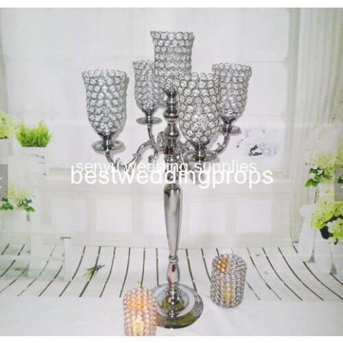 90cm tall )10pcs )5 arms wedding crystal candelabra centerpieces for table decoration