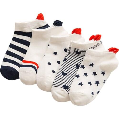 Back Heart Stripe Dot Invisible Short Woman Summer Comfortable Cotton Women Boat Socks Ankle Low Female Half Socks for Ladies