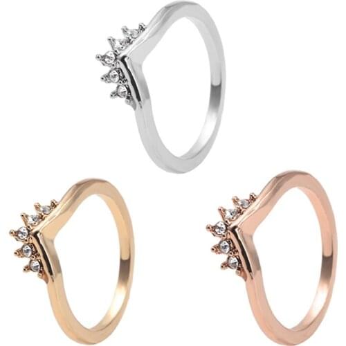 Crown Wishing Bone Finger Rings for Women Fashion Brand Cubic Zirconia Wedding Ring Engagement Jewelry Gift Dropshipping