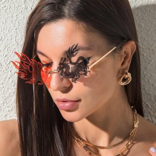 2021 Rimless Dragon Phoenix Shape Sunglasses For Party Women Men Unique Frameless Eyewear Sun Glasses Cool Shades UV400