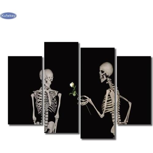 4PCS Multi-picture Diamond Painting Skull home Decor full Diamond Mosaic Embroidery abstract Rhinestones Pattern wall art