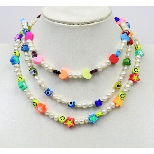 5 Pcs 37cm Natural Pearls Strand Colorfulr Bead Necklace Fresh water Pearls Jewelry Accessories Jewelry Necklace Gift 9943
