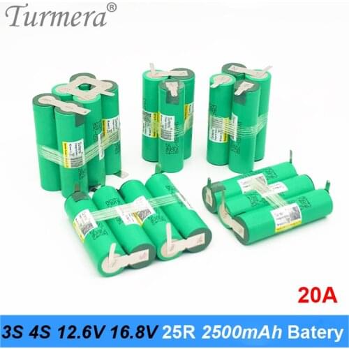 Turmera 3S 12.6V 4S 16.8V Battery Pack 18650 25R 2500mah 20A Discharge Current for shura screwdriver battery (customize) Ap23