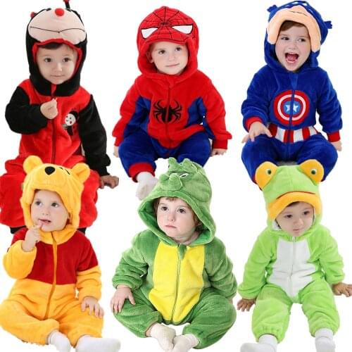 Androktones Winter Animal Kids Clothes Fleece Romper Set Baby Boys Girls Jumpsuits Overalls Cosplay Halloween Christmas Costume
