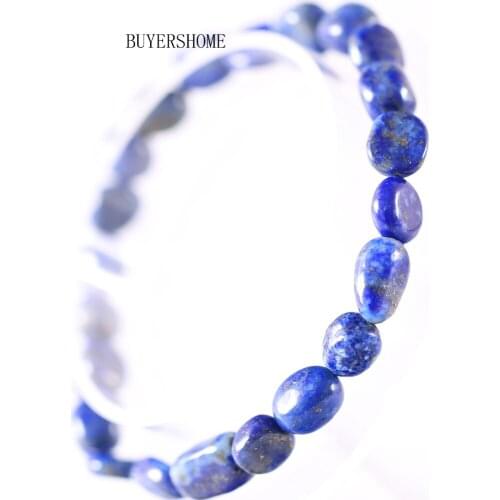 Free Shipping For Women Jewelry Stretch Irregular Shape Natural Stone Beads Blue Lapis Bracelet 7.5" 1Pcs H1303