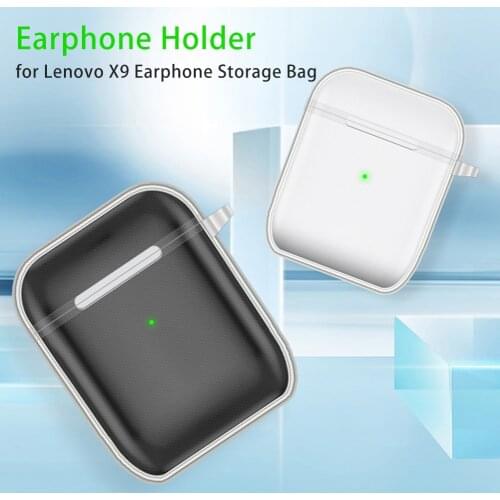 Wireless Earphone Protective Cover with Hook Transparent TPU Shell Shockproof Dustproof Protector Case for Lenovo X9 Earphone