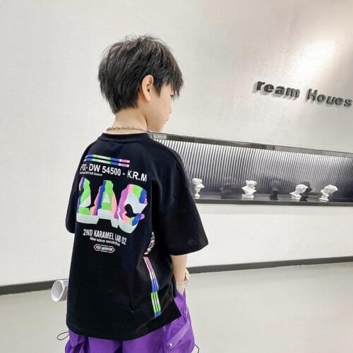 Childrens Clothing 3-10 Y Big Boys T Shirts 2021 Summer New Baby Casual Loose Cotton T-shirts Fashion Letter Print Tops For Boy