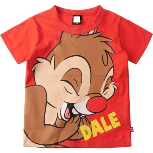 Disney Summer Kids T-Shirt Chip 'n' Dale Goofy Printing Short Sleeve Shirt Girls Half Sleeve Top Outdoor Sports Shirt