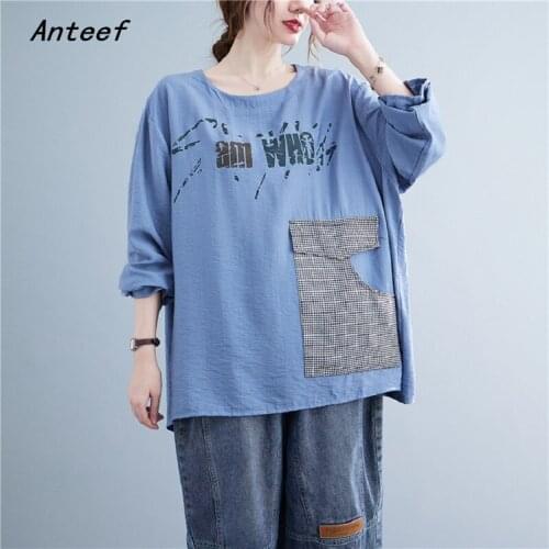 Long sleeve oversized cotton autumn korean fashion tshirt vintage tee t shirt casual loose top women 2021 t-shirts clothes
