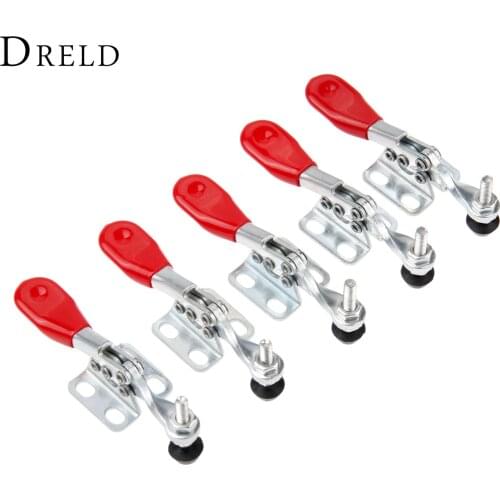 DRELD 5Pcs 27Kg/ 60 Lbs Holding Capacity Horizontal Quick Release Toggle Clamp Clip Holding Hand Tool Fixing Workpiece GH-201-A
