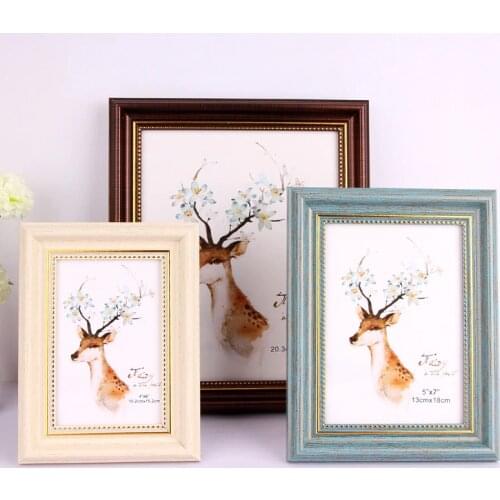 Retro European Photo Frame Wedding Painting Wood Creative Table Wall Hanging Handmade Vintage Rectangle Home Art Decor Gifts