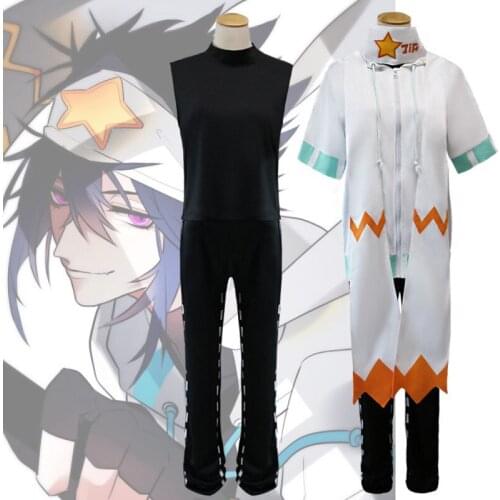 AOTU Cosplay Lei Shi Costume Halloween Party Uniform Full Set Outfit(Black Tops & Pants & Hoodies & Scarf & Headwear)
