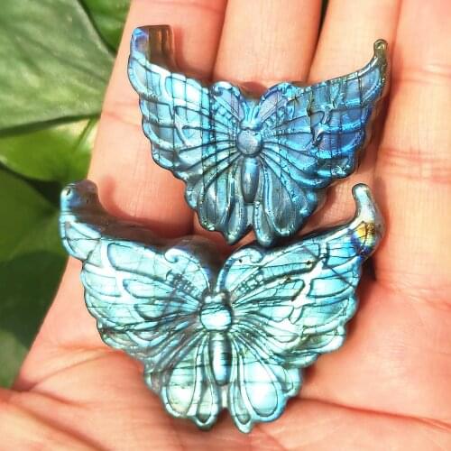 Beautiful Crystal Butterfly Natural Labradorite Quartz Gemstone Butterflies Reiki Healing Love Gift 1pcs