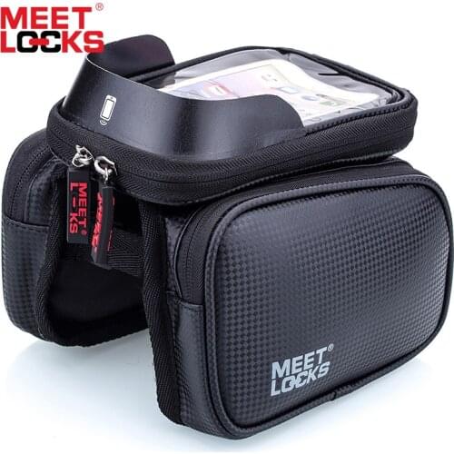 MEETLOCK Bike Accessories Leather Bike Bag Front 5.7 Inch Bicycle Waterproof Top Phone PVC Cycling Bag Case Bisiklet Aksesuar