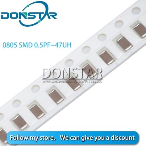 100PCS SMD Chip Multilayer Ceramic Capacitor 0805 0.5pF~47uF 47PF 10pF 22pF 100pF 1nF 10nF 100nF 470NF 1uF 47NF 4.7uF 10uF 22uF
