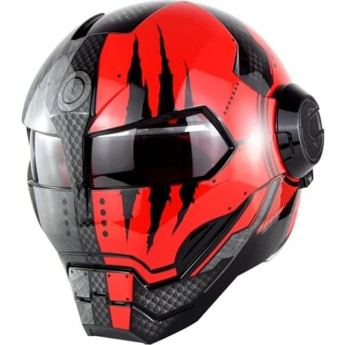 Motorcycle Helmet Biker Iron Man Moto Casque Motocross Helmet Riding Cruiser Vintage Retro Capacetes Motorbike Full Face Helmet