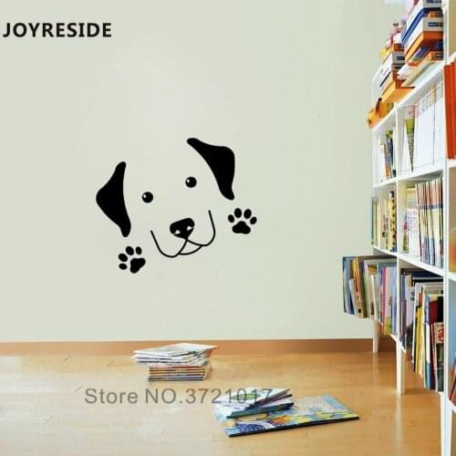 JOYRESIDE Labrador Dog Wall Decal Cute Dog Head Wall Sticker Pet Animal Vinyl Decor Home Baby Bedroom Decor Interior Design A976