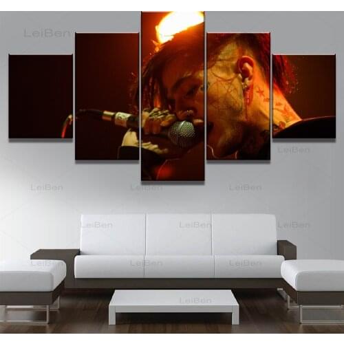 Rapper Lil Peep Concert Wall Art Poster American Hip Hop Style Canvas Painting Five-Piece Modular Picture Home Decor Living Room