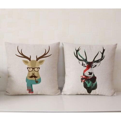 Deer pillow cushion home art linen cotton fabric pillowcase high quality