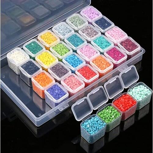 28 Grids Slots Empty Storage Box Clear Nail Rhinestones Storage Case Organizer Jewelry Beads Container for Nail Rhinestones