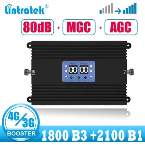 Lintratek Repeater 3g 4g signal booster amplifier DCS LTE 1800 WCDMA 2100 3G 4G Cellular Mobile phone Dual band B1 B3 booster