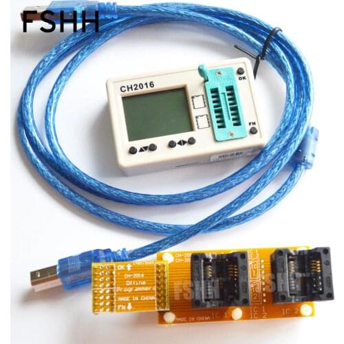 SPI FLASH programmer CH2016 Multi offline programmer+208mil SOP8+SOP8 test socket Production 1 drag 2 programmer