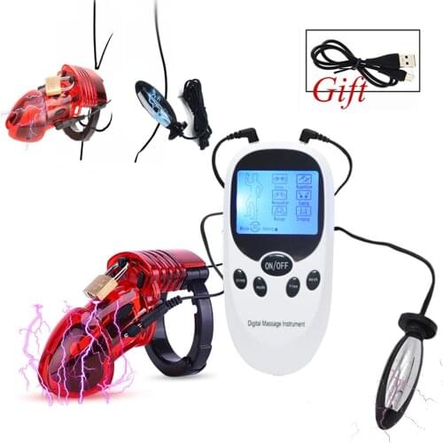 Electro Shock CB6000 Chastity Cock Cage Ball Stretcher,Bdsm Bondage Penis Lock Ring,Male Chastity Belt,E-stim Anal Plug Sex Toys