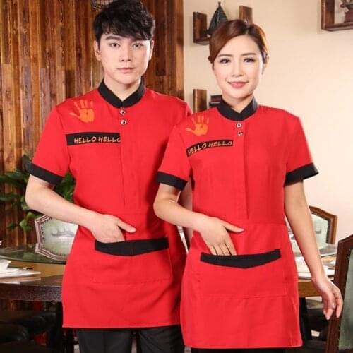 Western Restaurant Waiter Uniform Short Sleeve Hotel Food Service Waitress Uniform Coffee Shop Work Wear Bakery Chef Clothing 90