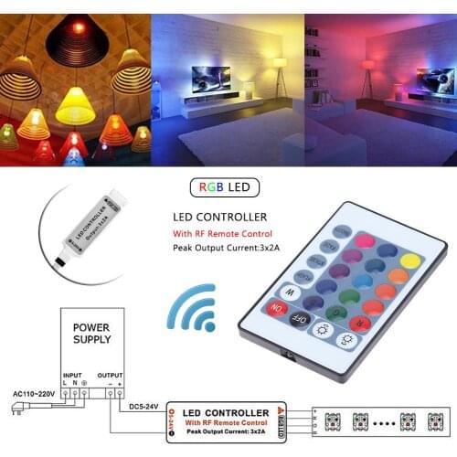 LED RGB Controller 24 Keys DC12V-24V IR Remote Dimmer Controller for SMD 3528 5050 RGB LED Strip Lights Lighting Accessories