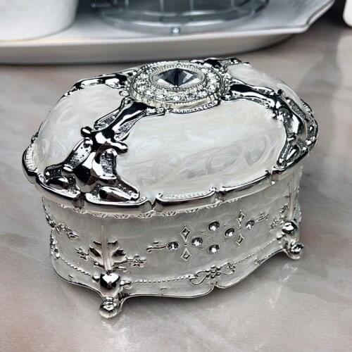 Russian High-End Diamond Jewelry Box Princess European Style Korean Palace Retro Jewelry Storage Box Jewelry Ring Box