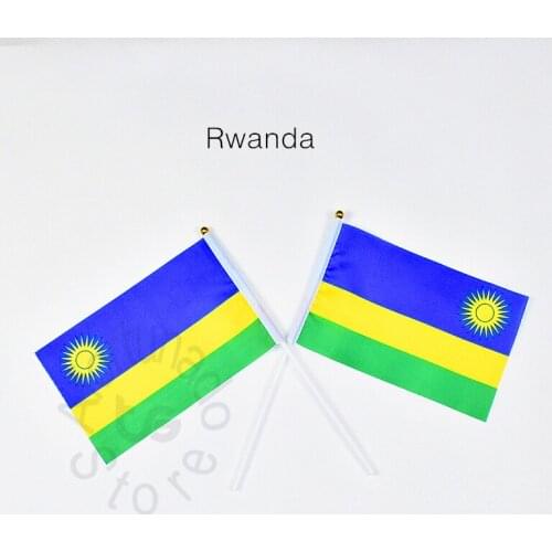 Rwanda 14*21cm flag Banner hand waving National flag Home Decoration flag banner