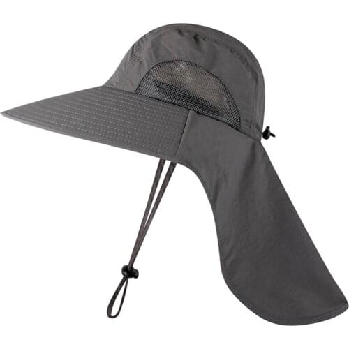Outdoor Sunshade Flap Cap Unisex Wide Brim Fordable Mesh Sweatband Neck Cover Bucket Hat Sportswear Fishing Accessories New 2021