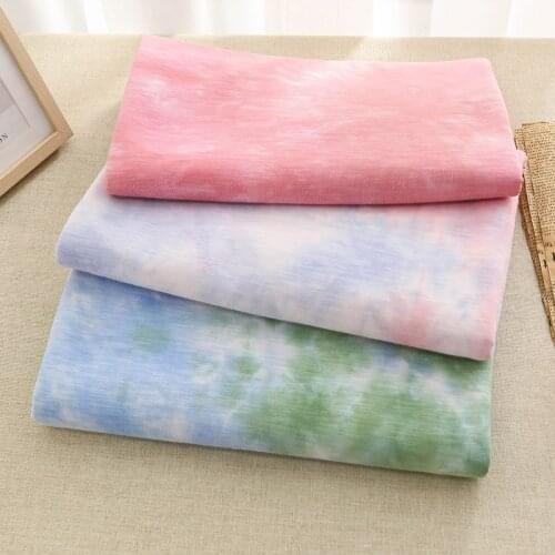 Spandex 32s Slub Stretch Combed Cotton Tie Dyed Jersey Knit Fabric High Quality For Women Dress 50*170 Cm/Piece YHTJ0047