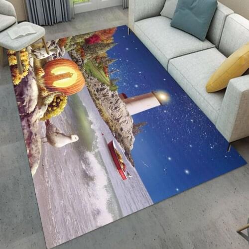 Lighthouse Seaside Style Pumpkin Light Christmas Carpet Living Room Child Crawling Mat Carpet Bedroom Rugs Door Mat
