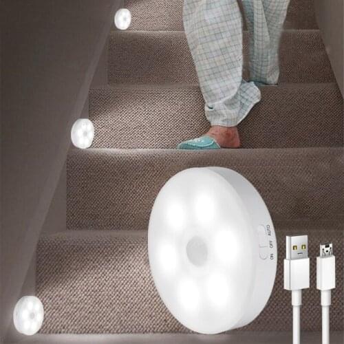 New night light with motion sensor USB rechargeable home bedroom staircase cabinet wardrobe wall lamp childrens night light