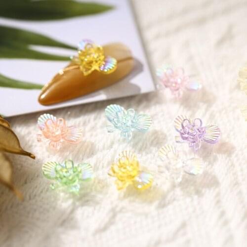 50Pcs Nail Art Jewelry Aurora Colors Butterfly 3D DIY Uv Gel Stones Pedant For Nail Art DIY Craft Nail Glitter Stickers Tips