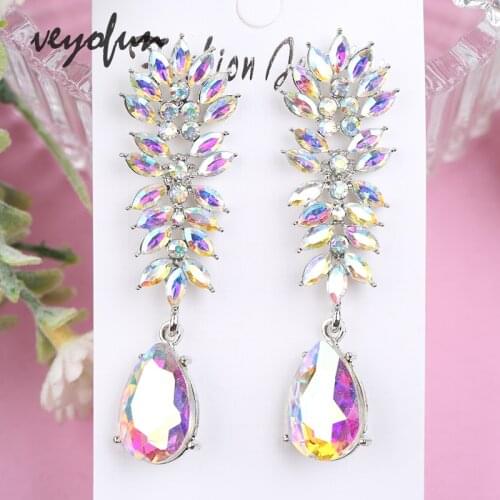 Veyofun Luxury Crystal Geometry Drop Earrings For Woman Fashion Dangle Earrings Jewelry New