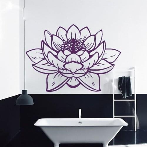 Lotus Vinyl Wall Decals for Bathroom Flowers Art Stickers Baby Nursery Bedroom Waterproof Wall Glass Sticker Yoga Poster Z233
