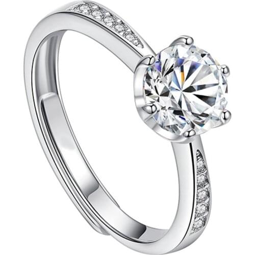 Real Sterling Silver 925 Womens Ring Eight Prong Big Diamond Jewelry Engagement Wedding Party Exquisite Luxury Elegant Charming