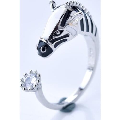 Punk Personality Zebra Head Ring For Women Fashion Gothic Girls Must Have Adjustable Opening Ring Party Jewelry Gift Wholesale