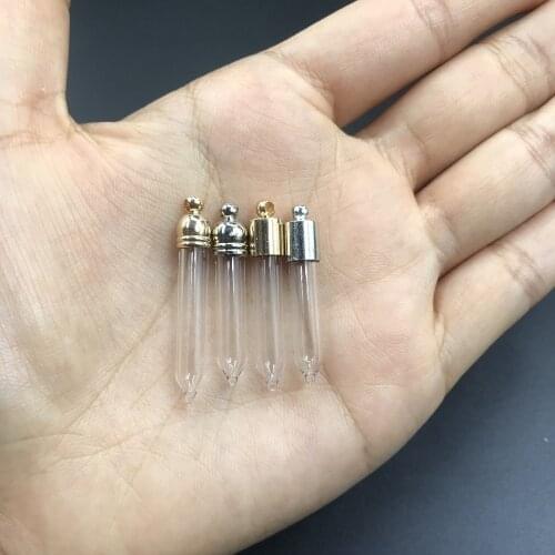 1/3/5/8/10/15pcs Bullet shape glass Vial Pendant silver/gold color cap rice art name on rice craft mini glass bottle jars