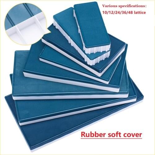 12/24/36/48 Lattice Rubber Cover Pigment Palette Gouache Watercolor Acrylic Pigment Block Box